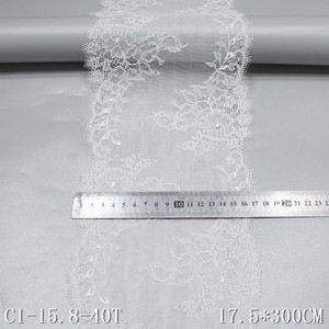 Gran oferta, tela de encaje bordado de pestañas de 17,5 cm, tela de encaje de tul de encaje inelástico para vestido - Product Image 2
