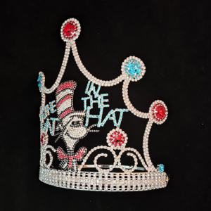 Couronne de concours de beauté en strass rouge de 8 pouces, motif chat Dr Seuss - Product Image 4