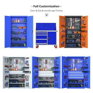 Armoire de rangement d'outils extérieure en acier laminé à froid noir, moderne et personnalisée, verrouillable, 3 tiroirs, étagères réglables, capacité de charge de 200 kg, OEM - Product Image 3
