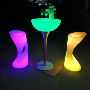 便携式酒吧凳现代水烟壶桌子发光二极管家具凳子吧椅户外酒吧塑料桌子夜总会vip座椅