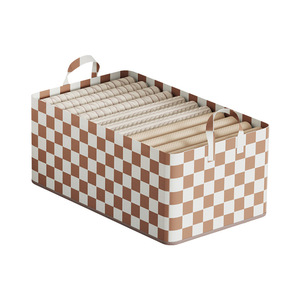 Clothing Organizer Rectangle Storage <b>Box</b> Lattice Pattern 27L Steel Frame Pants Storage Basket Household <b>Wardrobe</b> Use - Product Image 5