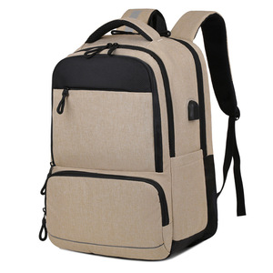 Zhewo Business <b>Backpack</b> 15 Inches Laptop Bag <b>Large</b> Capacity Travel Commuter College Student Schoolbag Solid Color - Product Image 5