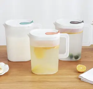 Chaleira fria de plástico para uso doméstico, copo de água fria branca, conjunto de bule anti-queda para frutas e limões, chaleira fria para geladeira de grande capacidade