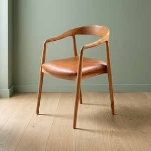 Chaise de salle à manger moderne en teck, fauteuil en bois avec siège rembourré résistant à l'eau pour hôtel, café, maison, salle à manger - Product Image 2