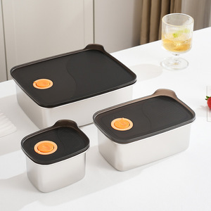 Contenedor de Almacenamiento de Alimentos de Acero Inoxidable 304, Rectangular, con Tapa de Clip, Apto para Refrigerador y Congelador, Juego de Cajas Bento para Frutas - Product Image 1