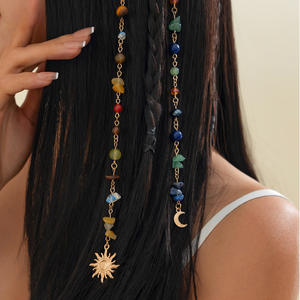 Bijoux pompon tressé chaîne de cheveux Multiple Turquoise cristal <span class=keywords><strong>gravier</strong></span> dreadlocks cheveux accessoires mode coiffure <span class=keywords><strong>pour</strong></span> femmes - Product Image 4
