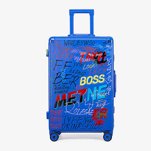 GEMULIN, equipaje con estampado único personalizado, dibujo <span class=keywords><strong>de</strong></span> color azul personalizado, Maleta <span class=keywords><strong>de</strong></span> <span class=keywords><strong>viaje</strong></span>, gran capacidad, juego <span class=keywords><strong>de</strong></span> alta calidad, 4 piezas - Product Image 1