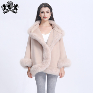 Winter Coat Real Fox <strong>Fur</strong> Collar Cuffs Women Cashmere Poncho Wool <strong>White</strong> <strong>Fur</strong> Cape for Ladies Wedding <strong>Dresses</strong> - Product Image 6