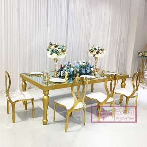 Boda moderno de muebles de vidrio de oro boda mesas y sillas de <span class=keywords><strong>comedor</strong></span> banquete <span class=keywords><strong>para</strong></span> venta - Product Image 1