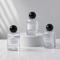 Flacon d'échantillon de parfum sphérique noir en verre de 30 ml avec bouchon à vis, personnalisable, portable, vide, avec pompe pulvérisatrice – En stock