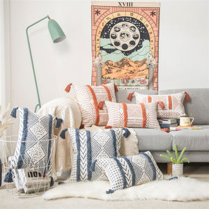 Haute couture luxe nouvelle Collection imprimée moderne Simple Design tufté oreiller coussin avec gland tricoté jeter oreiller - Product Image 1