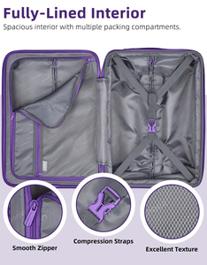 Màu tím hãng hàng không mang về với mịn đôi 360 ° bánh xe điều khiển thích hợp cho du lịch nước ngoài ngoài trời hàng ngày sử dụng Quà Tặng vali - Product Image 5