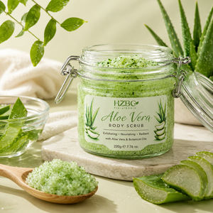 Gommage corporel à l'aloe vera OEM ODM - Gommage exfoliant apaisant et hydratant pour peaux sensibles, soulagement des coups <span class=keywords><strong>de</strong></span> soleil, élimine les peaux mortes - Product Image 2