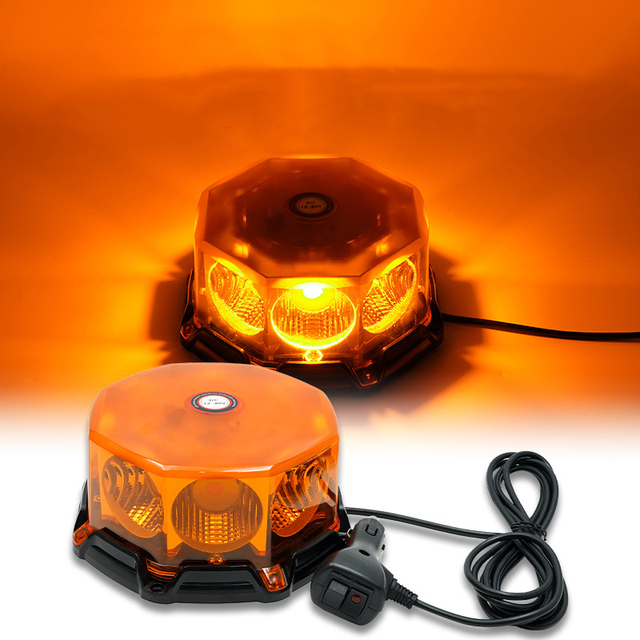 New Universal Fit Car Van Bus LED Yellow Alert Ceiling Lights Rotating Emergency Vehicle Roof Top Beacon Light Magnetic IP67 12V