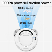 Robot aspirateur intelligent OB8 3-en-1, balayage, lavage et aspiration, 1200Pa forte aspiration, charge USB, pour poils d'animaux, poussière domestique