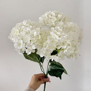 Décoration Florale de Mariage en Soie, Hortensia Blanc et Rouge, Vente en Gros, Haute Qualité, Hortensia Artificiel à 5 Têtes, Fleur Artificielle en Gros - Product Image 5