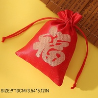 Sachet d'arôme aux herbes de style chinois en satin à franges 'Cent Bénédictions', écologique, réutilisable, avec cordon de serrage, logo personnalisable, vide