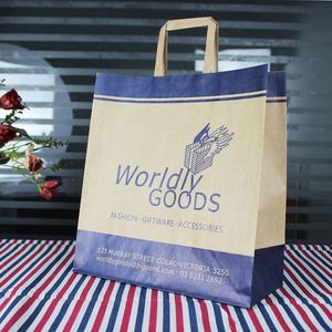 Sacs en papier kraft personnalisés avec votre logo, imprimés en usine, à poignée plate, pour cadeaux et achats - Product Image 6