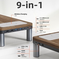 Support d'écran multifonctionnel avec tiroir Support de bureau surélevé avec support de téléphone Support de moniteur avec chargeur sans fil