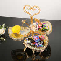 Nouveau Style européen décoration de fruits frais sculpture dorée Snack plateau de service assiette plateau de fruits secs pour la décoration intérieure