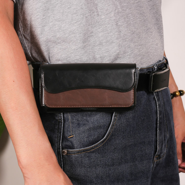 7.2 Inches Universal Premium Horizontal Leather Case Pouch Holster Magnetic Closure Belt Clip Bag for IPhone14 13 12 11