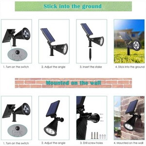 Lampe solaire de jardin LED, lumière extérieure imperméable pour pelouse, lumière murale deux en un, projecteur solaire pour paysage - Product Image 5