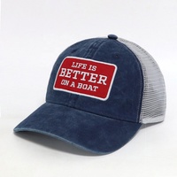 Gorras Trucker Retro de Diseño Nuevo con Letras Bordadas Personalizadas, Logotipo en Parche, Visera Curva, para Deportes, de Poliéster y Algodón Lavado, para Hombre