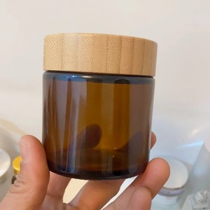 Hot Sale Luxury 5g 15g 30g 50g 100g 2oz 4oz Bamboo Cosmetic Packaging Frosted Cream <b>Glass</b> Jars with Bamboo Lid - Product Image 3