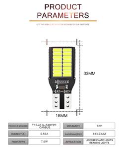 Ampoule LED 921 912 T15 W16W T16 Canbus 54SMD pour clignotant, marche arrière et feu stop de voiture, lampe automobile DC12V 12-24V - Product Image 4