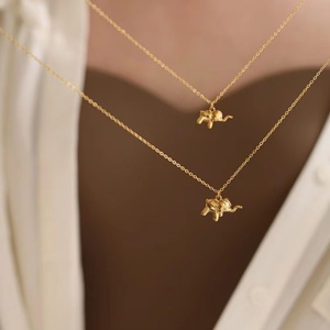 Collares con Colgante de Elefante Chapados en Oro para Mujeres y Niñas, Joyería - Product Image 1