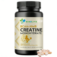 Creatine Monohydraat Kauwtabletten 8-in-1 Formule met BCAA Zwarte Peper Elektrolyten Citroensmaak 90 stuks