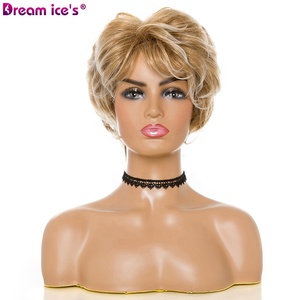 <span class=keywords><strong>Dream</strong></span>.Ice, venta al por mayor, peluca de pelo sintético de corte pixie corto para mujer con flequillo Rubio mixto, pelucas de fiesta onduladas en capas - Product Image 1