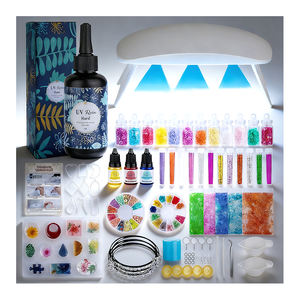 <span class=keywords><strong>Kit</strong></span> de démarrage pour bijoux DIY : Résine UV transparente, époxy dur, lampe LED, moules en silicone, paillettes, feuilles, fleurs, pendentifs, boucles d'oreilles - Product Image 1