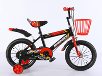 Vélo à quatre roues bleu pour garçons, uniquement B2B, 12-14-16-18 pouces, 2-12 ans, avec porte-bagages arrière et frein à câble en acier