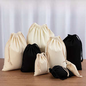 Eco Friendly Blank <b>Mini</b> <b>Black</b> Beige Canvas Cotton Drawstring <b>Bag</b> Custom Logo Cotton Dust <b>Bag</b> Gift Linen Drawstring Pouch - Product Image 2