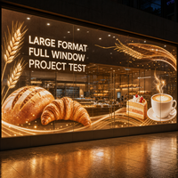 Pantalla LED Transparente de Gran Formato para Ventanas de Panadería, Pantalla para Ventanas de Vidrio Completas