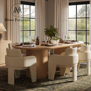 Meubles contemporains en noyer <span class=keywords><strong>vintage</strong></span> pour restaurant, ensemble <span class=keywords><strong>de</strong></span> table à manger en bois pour <span class=keywords><strong>8</strong></span> à 10 personnes et <span class=keywords><strong>chaises</strong></span>, table à manger ovale antique - Product Image 3