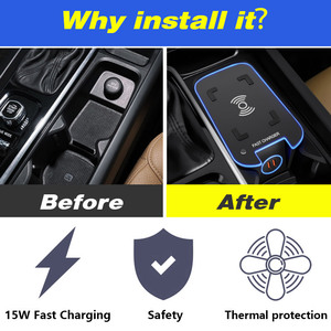 Vtear-cargador inalámbrico QI para coche, placa de carga rápida de teléfono, modificación Interior, 2021-2018, para <span class=keywords><strong>Volvo</strong></span> <span class=keywords><strong>XC90</strong></span>, XC60, S90, V90, accesorios - Product Image 3