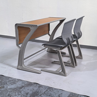 Ensemble de bureau et chaise pour étudiants, écologique, deux places, plateau en MDF mélaminé de 18 mm, structure en alliage d'aluminium, idéal pour les meubles de classe scolaire