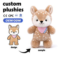 Peluche cerf tacheté personnalisée tendance, peluche faon, jouets en peluche renne, peluche cerf Sika pour souvenir de parc forestier