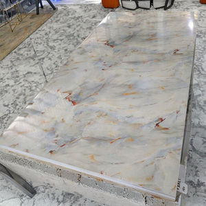 Placa de PVC de Alta Calidad con Acabado Brillante, Diseño de Mármol y Cristal de Carbono 1220, Moderna, Impermeable, Noctilucente, Fluorescente, con Patrón Floral, para Pared de Fondo de TV - Product Image 3