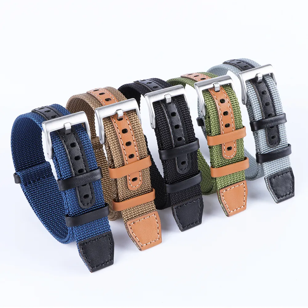 20mm 22mm Premium Nylon Genuine Leather Strap For Hamilton Khaki Wristband Men Military Sport Band For Huawei Gt2 Belt