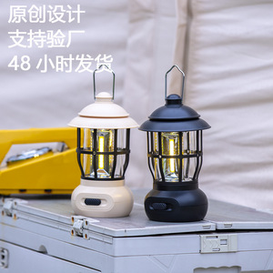 Lanterne de camping à LED, lumière blanche chaude, rechargeable par USB, éclairage de tente extérieur, style rétro, lampe portable - Product Image 2