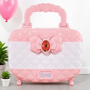 Kit per il trucco di finzione del gioco dei bambini di plastica spazzola di bellezza specchio e Set cosmetico lavabile vestito da principessa borsa per bambine - Product Image 4