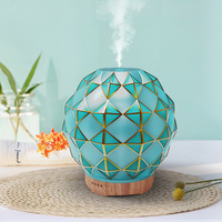 Diffuseur d'huiles essentielles en verre grain de bois 250 ml, modèle privé, technologie ultrasonique, lumière colorée, traçage doré, usage domestique