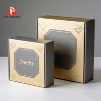Boîte à bijoux en papier de luxe personnalisée, emballage en carton ondulé, boîte d'expédition avec logo, boîte de rangement pliable pour colliers et bagues