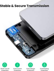 UGREEN 2.5 英寸铝制硬盘盒，适用于 SSD/HDD USB 3.1 Gen 2 UASP SATA III PS4//PC 免工具安装 - Product Image 6