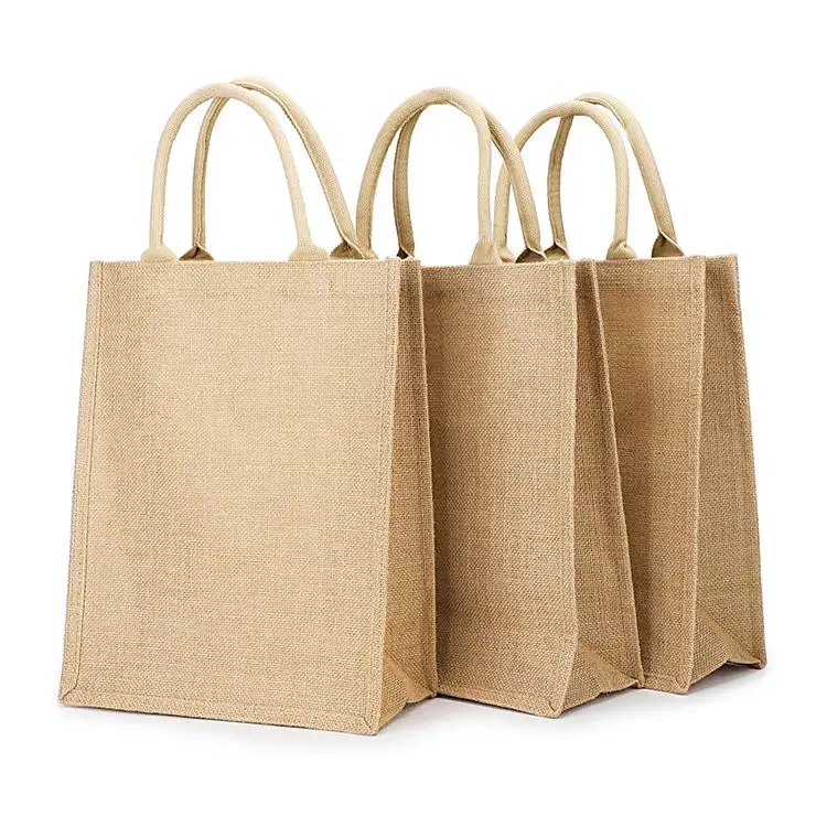 Large Burlap Reusable Jute Canvas Gift Favors Bag with Handles