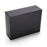 Boîte cadeau rectangulaire en carton noir personnalisée avec couvercle et enveloppe, boîte à portefeuille en feuille d'or pour l'emballage