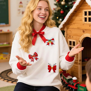 Thân Thiện Với Môi Sắt Trên Giáng Sinh Bow Tim Thêu Các Bản Vá Lỗi Thiết Lập Kỳ Nghỉ Ribbon Đính Cây Vòng Hoa Thiết Kế Cho DIY Trang Trí - Product Image 2